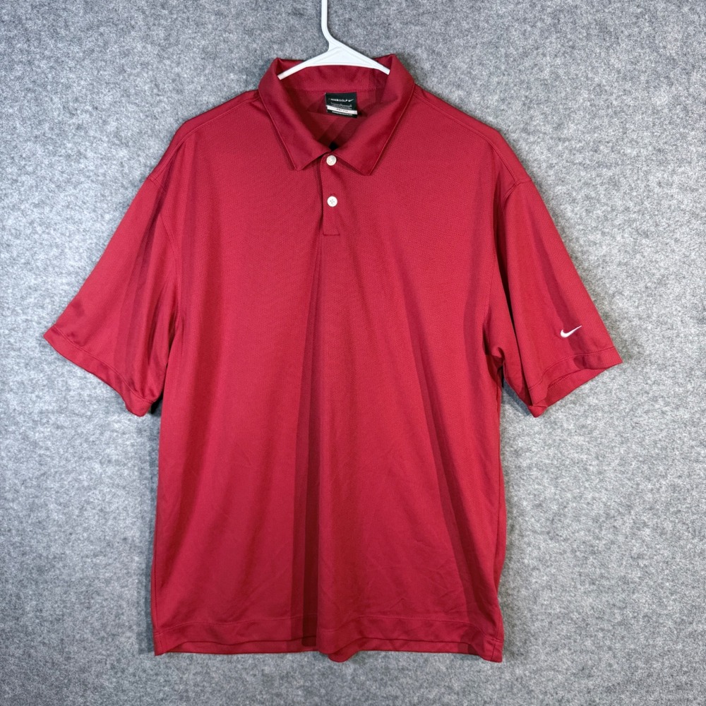 Nike Golf Dri-FIT Polo Shirt Mens Large L Red Short Sleeve Athletic